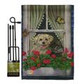 Gardencontrol 13 x 18.5 in. Faithfully Yours Nature Pets Vertical Double Sided Mini Garden Flag Set w/Banner Pole GA4122839